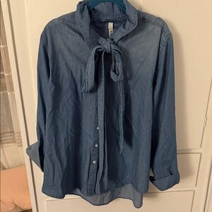 Blue Torrid Denim Button-Up Shirt with Bow